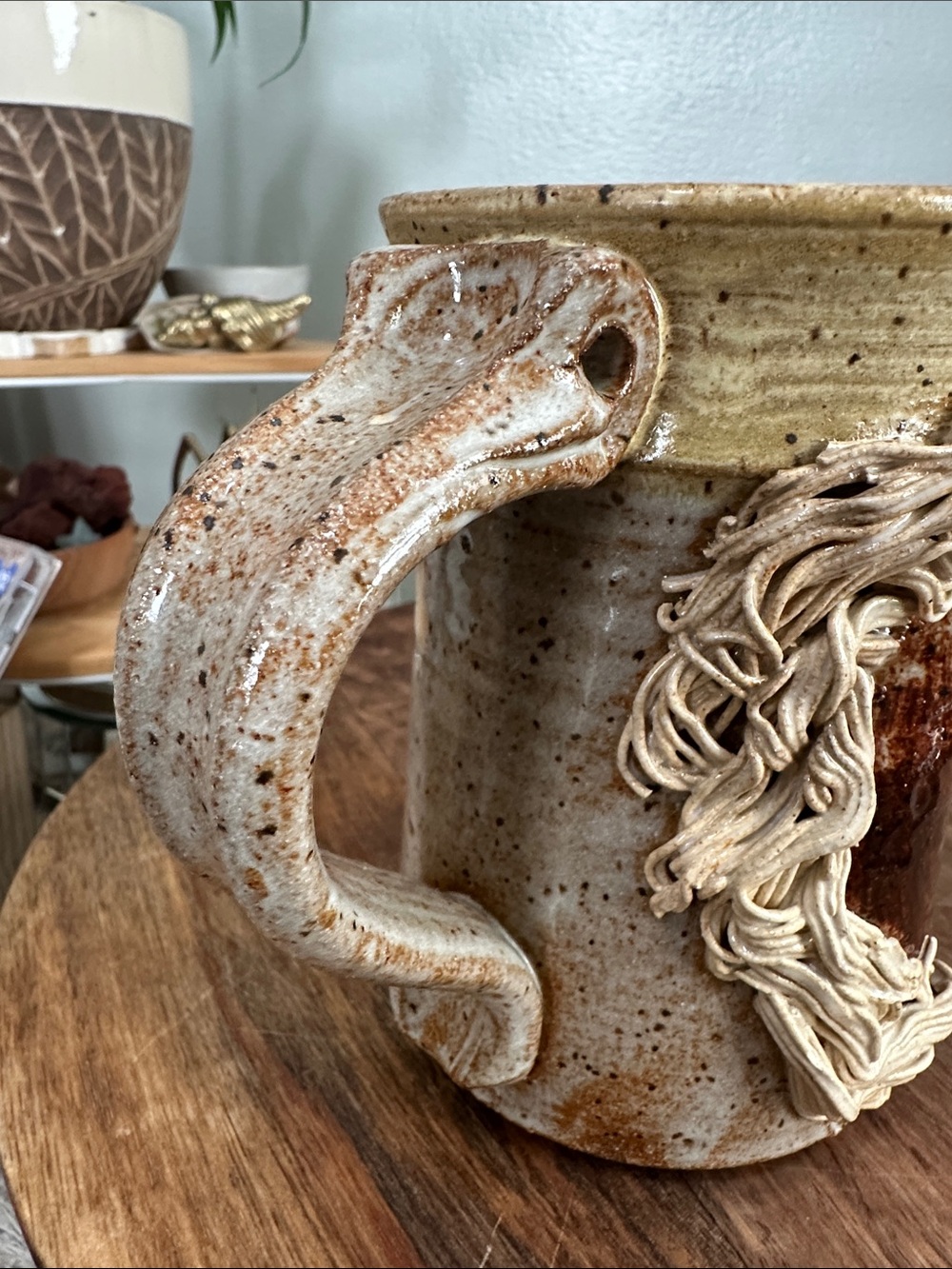 Vintage John Coiner Art Pottery Handmade Figural Unicorn Horse Mug Vessel - Picture 11 of 17